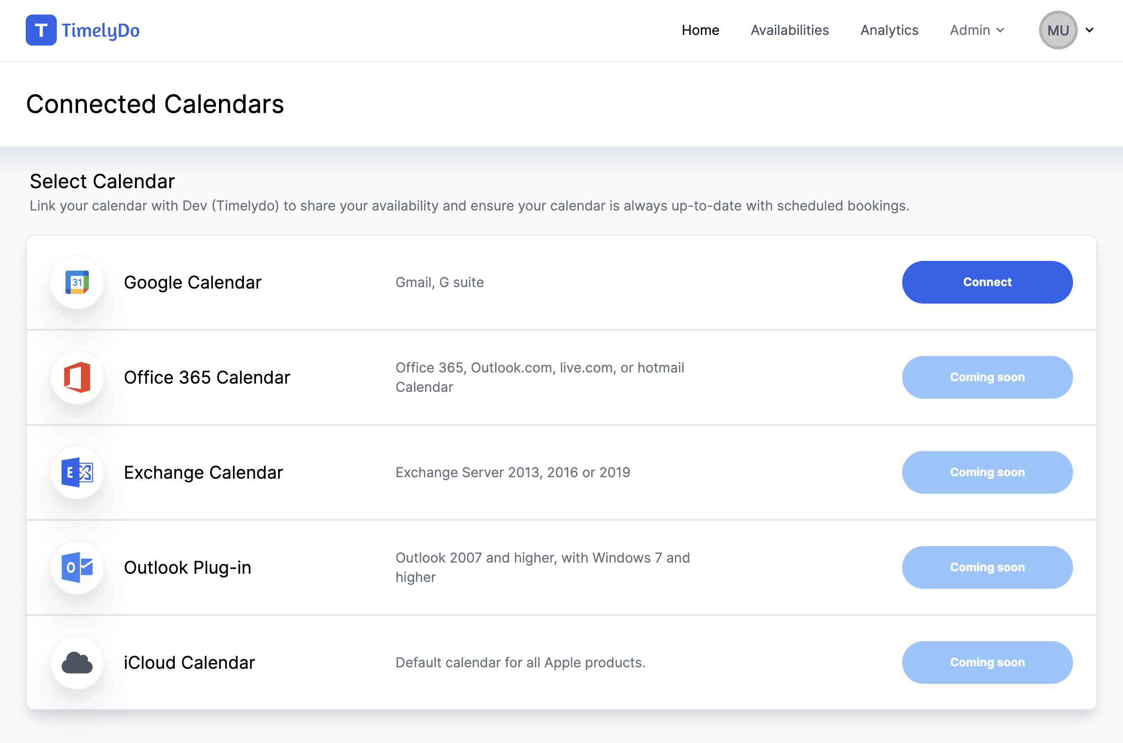 Connected Calendars