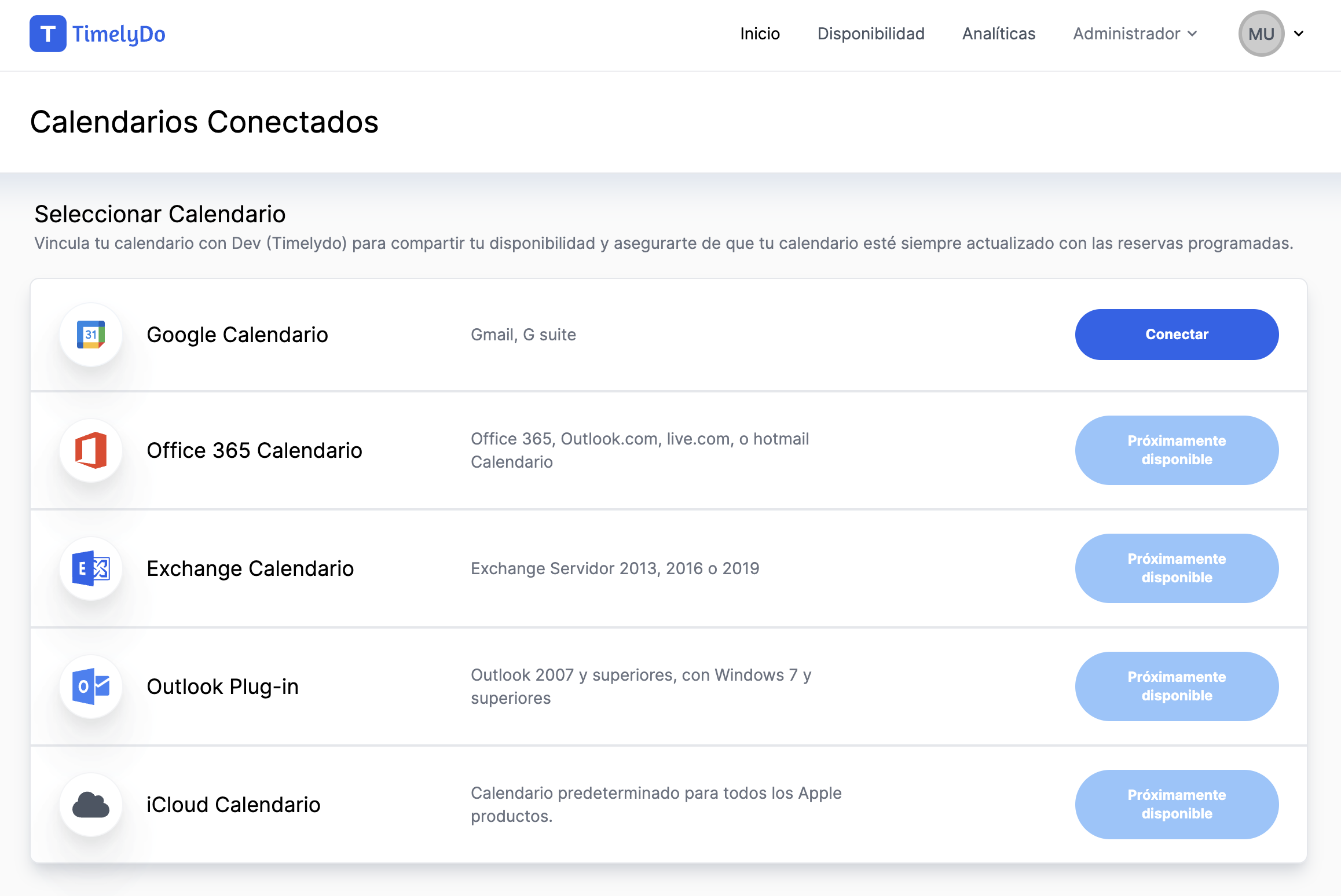 Calendarios conectados